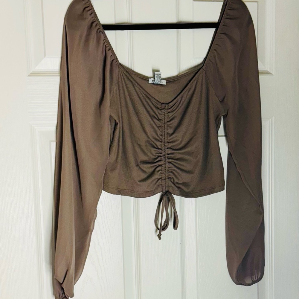 Rue21 Brown Ruched Long Sleeve Blouse